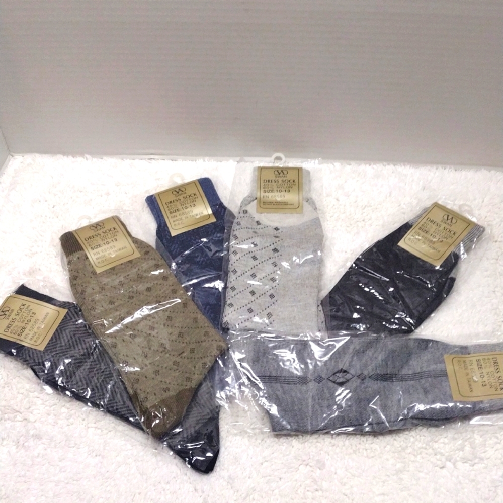VA Swan Dress Socks Multiple Colors and Patterns 6 Pairs SD#6-4